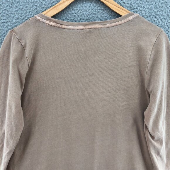 J Jill Top Womens Small Tan PureJill Tunic Long Sleeve Asymmetric Slit Pullover* - Picture 4 of 11